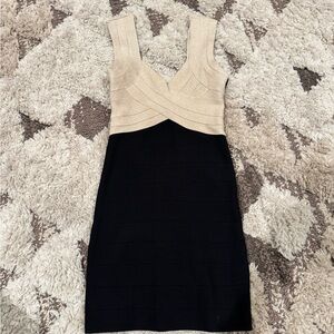 Black and Gold Bandage Dress